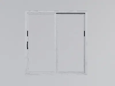 Sliding Window - Wood - White 3D model
