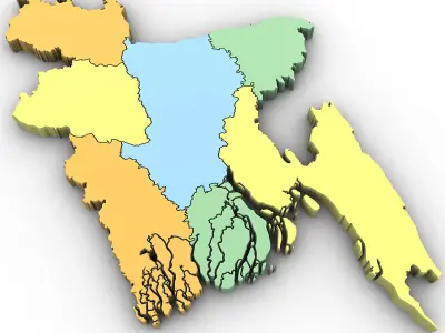 3d Political Map of Bangladesh 3D model
