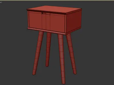 Mitra Bedside Table White 1 Drawer 3D model