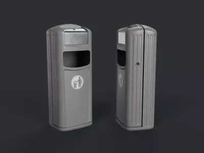 Street Trash Can 35 PBR Game Ready Low-poly 3D model