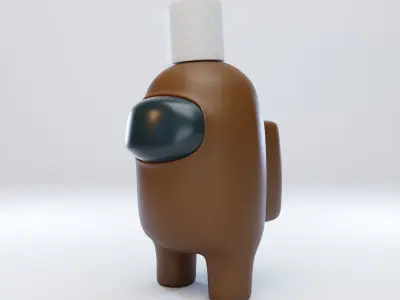 Among Us Toilet Paper Hat Character  3D model