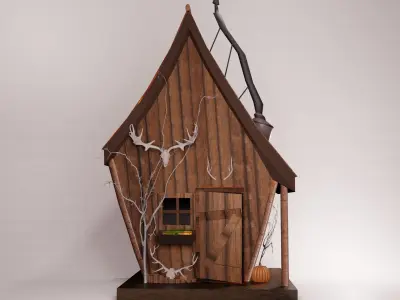 Tiny Forest House Sauna Built Low-poly 3D model