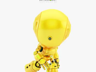 Unique cyclops robot with one camera eye 3D model