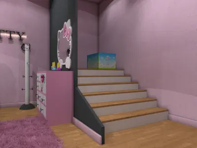 Hello Kitty bedroom PINK color style 3D model