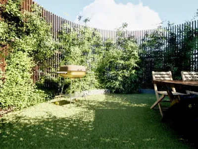 Round Gazebo with climber ivy fence 3D model