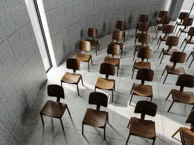 Modern Church With Interior Low-poly 3D model