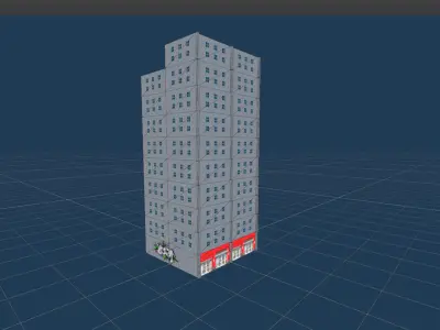 Urban City Low poly game Environment Game Ready Baked Low-poly 3D model