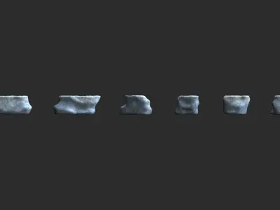 Short Flat Rocks - Ice Low-poly 3D model
