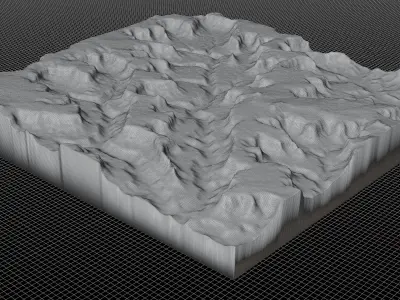 canyon with a barren river and high cliffs 3D model