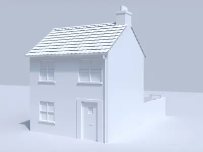 3D Terraced house low poly 3D model