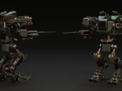 25 Sci-Fi Robot Mechas Library Blender Addon Low-poly 3D model