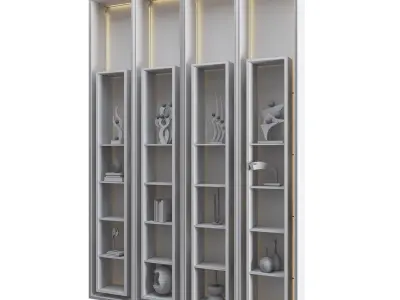 Shelf 3d Model bookcase with glass doors and shelves 3D model