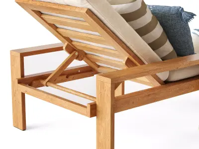 Malibu teak chaise longue with umbrella 3D model