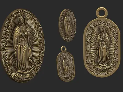 Our Lady of Guadalupe  Pendant 3D print model and cnc  3D print model