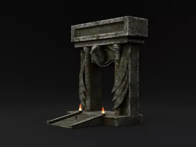 Game ready ancient gate Low-poly 3D model
