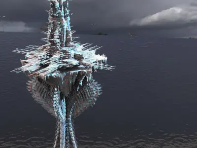 Dragon  Mountain with Dragon Tower 3D model