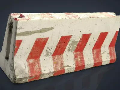 RoadBlock concrete barrier with stripes Low-poly 3D model