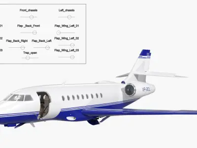  Dassault Falcon 2000 Blue Rigged 