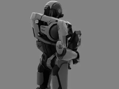 Android Soldier rigged character 3D model