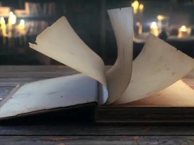 Old Engraved Book, Rigged, 8K PBR, Animated 