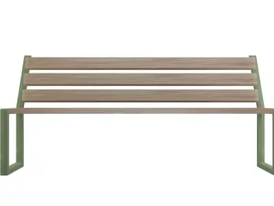 Outdoor Street Wood Bank Free low-poly 3D model