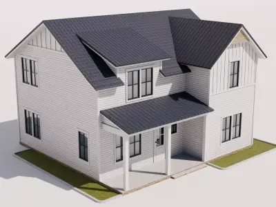Farmhouse Style House Low-poly 3D model