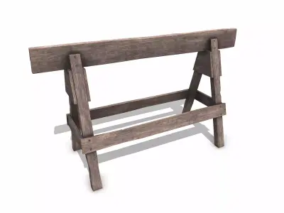 A Frame Wooden Barricade Low-poly PBR Low-poly 3D model