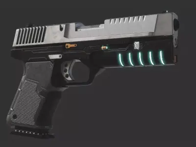 Sci-fi handgun Low-poly 3D model get