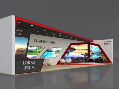 Booth Exhibition Stand Stall 16x4m Height 350 cm 1 Side Open 3D model