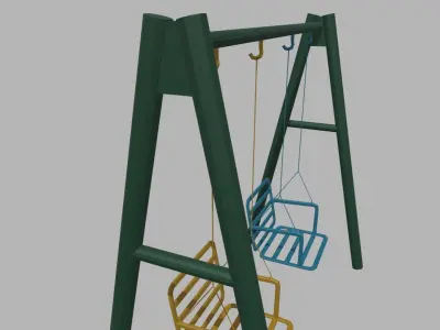Low Poly Swing set with two chairs Low-poly 3D model