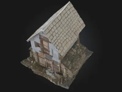 Weathered Shack  Abandoned Structure Model for Rural and Post 3D model
