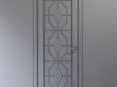 Art Deco style interior door with golden inserts 3D model