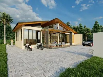  Exterior resort Scene Sketchup Model by  forest area 3D model