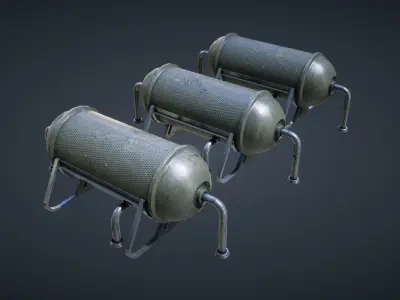 Mars KitBash - Fuel Containers Low-poly 3D model