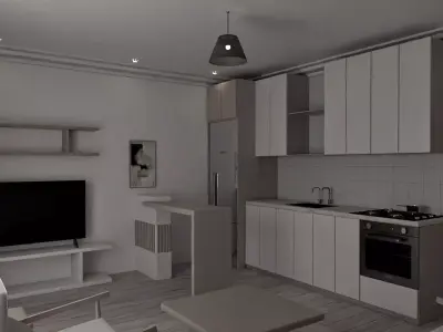 Scandinavian Style Apartment Interior with CAD Plan 3D model