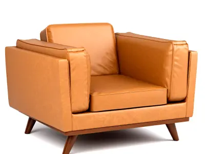 Mid Century Brown Leather Chair 3D model