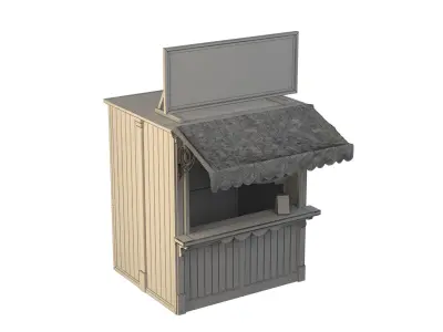 Wooden Stall Kiosk  3D model