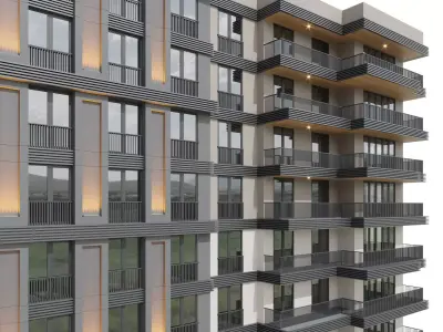 Modern residential building 3D model buy