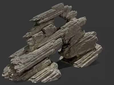 Cliff Rock with Multiple Textures Low-poly 3D model