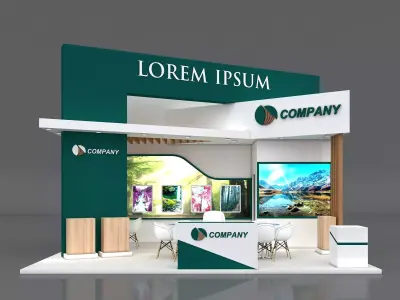 Exhibition Stand Booth Stall 7x5m Height 500cm 3 Side Open 3D model