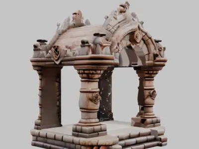 Ancient Temple Ruins 3D Model Low-poly 3D model