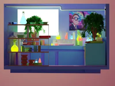 Garage laboratory from the animated series Rick and Morty 3D model