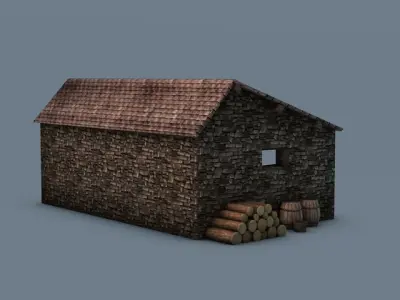 Farm stable with props 3D model