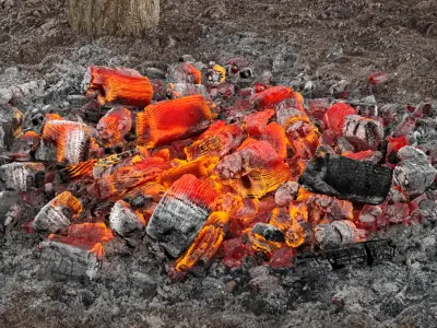  Campfire Scene with Ignition Chair Axe and Firewood 