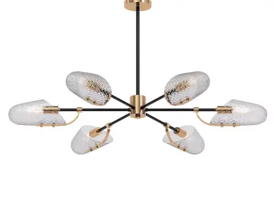 LORAINE modern chandelier with brass and glass shades 3D model