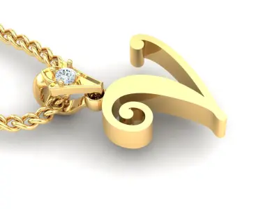 Light Gold Fancy Font Pendant V 3D print model
