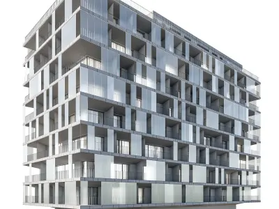 Modern residential building 03 3D model