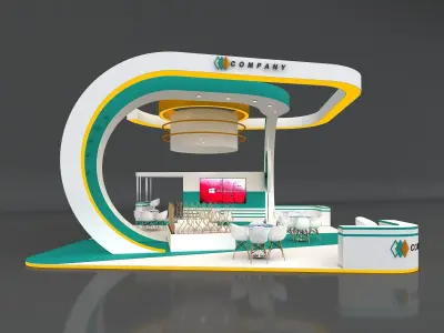 Exhibition Stand Stall 9x9m Height 500 cm 4 Side Open 3D model
