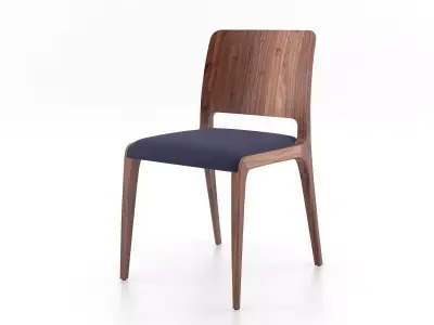 Riale walnut dining chair with fabric seat Free 3D model