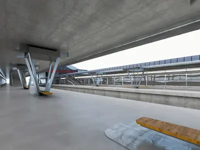 Train Station 02 Low-poly 3D model